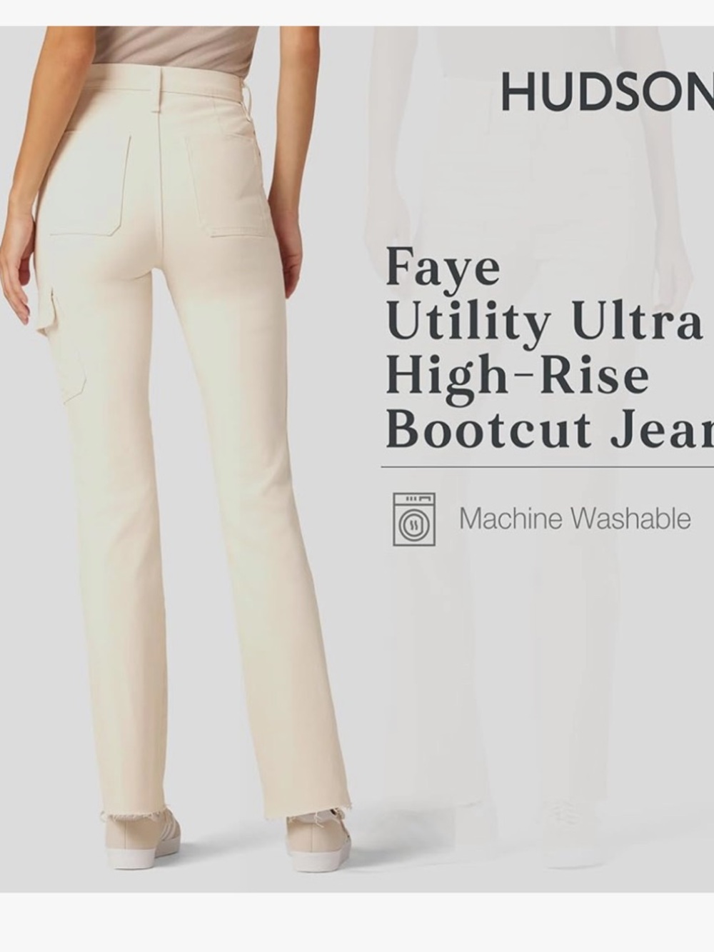 NWT HUDSON Women's Faye Ultra High Rise Bootcut Jeans size 26 Egret White - Picture 3 of 6